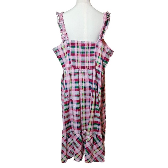 Torrid Plaid Green & Pink Poplin Tiered Ruffle Strap Summer Dress Size 3X - Picture 6 of 9
